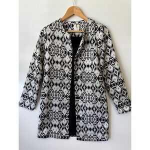 Forever 21 Collection Brocade Patterned Open Front PeaCoat‎ Size Small